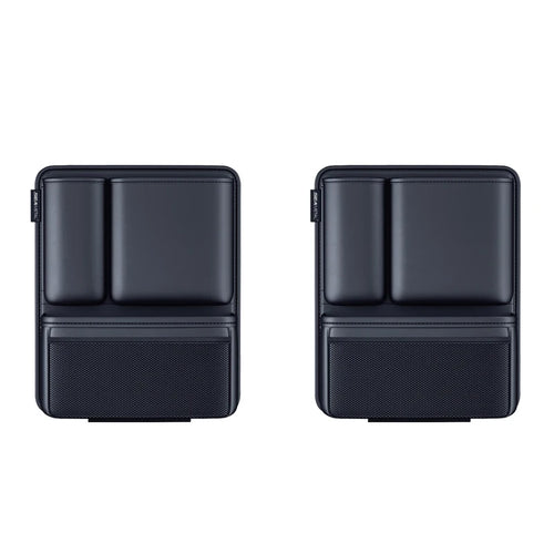 Black SEAMETAL car trunk organizer hanging in an SUV, organizing groceries in Miami, FL.