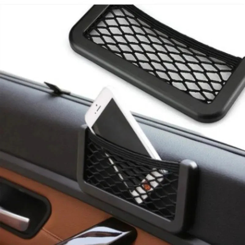 Car Storage Mesh Bag Multifunctional Cell Phone Holder on Dashboard
