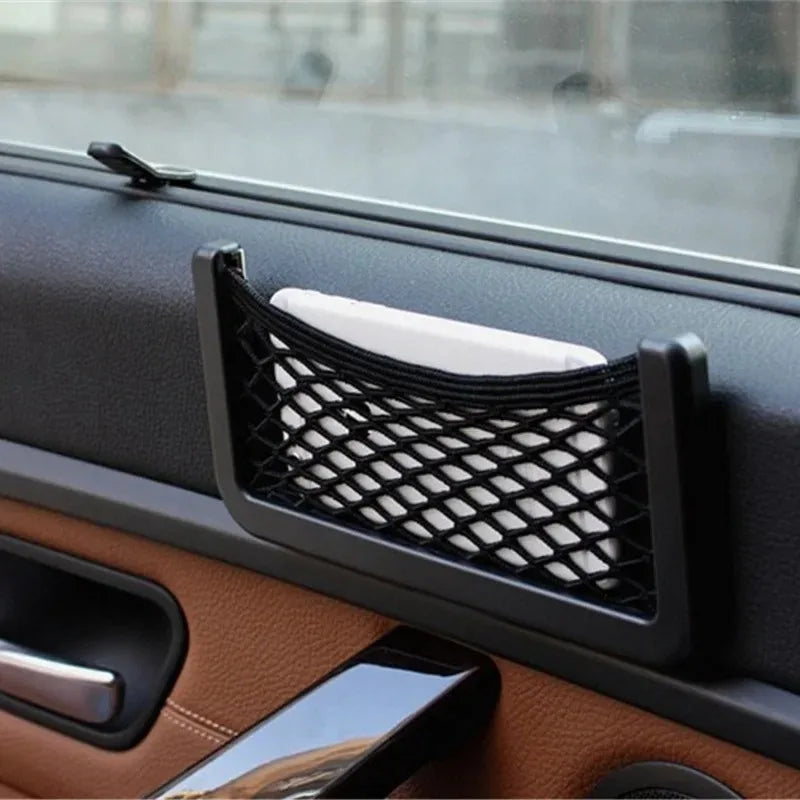 Car Storage Mesh Bag Multifunctional Cell Phone Holder on Dashboard