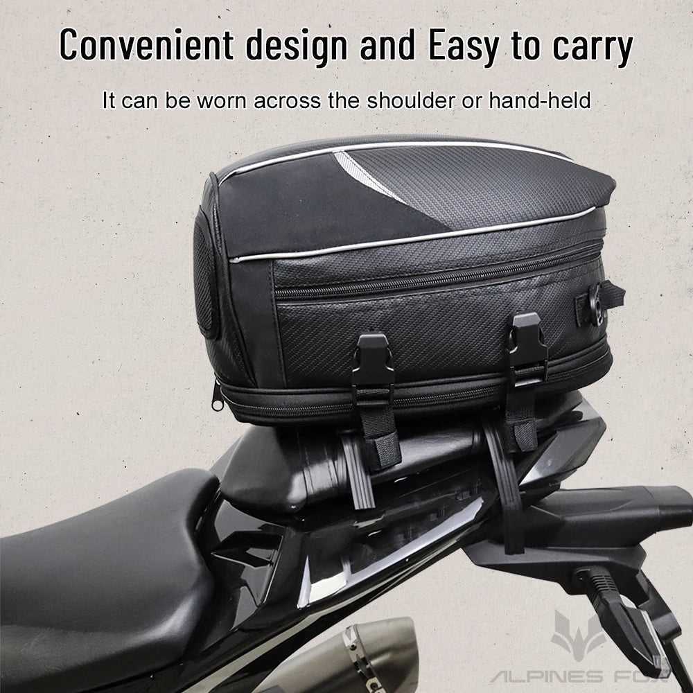 Motorcycle Tail Bag Black Waterproof Travel Rider on Bike