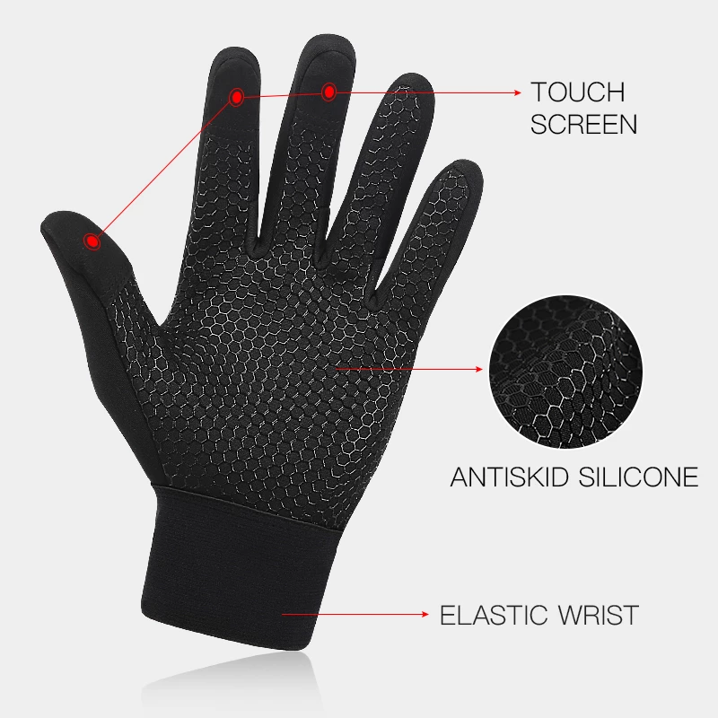 Winter cycling gloves touch screen black