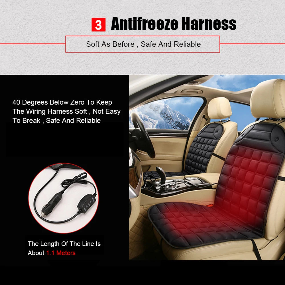 12V Heated Car Seat Cushion Electric Winter Warming Pad on Car Seat
