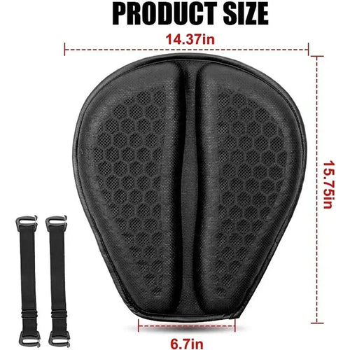 Motorcycle gel seat cushion with anti-slip 3D honeycomb