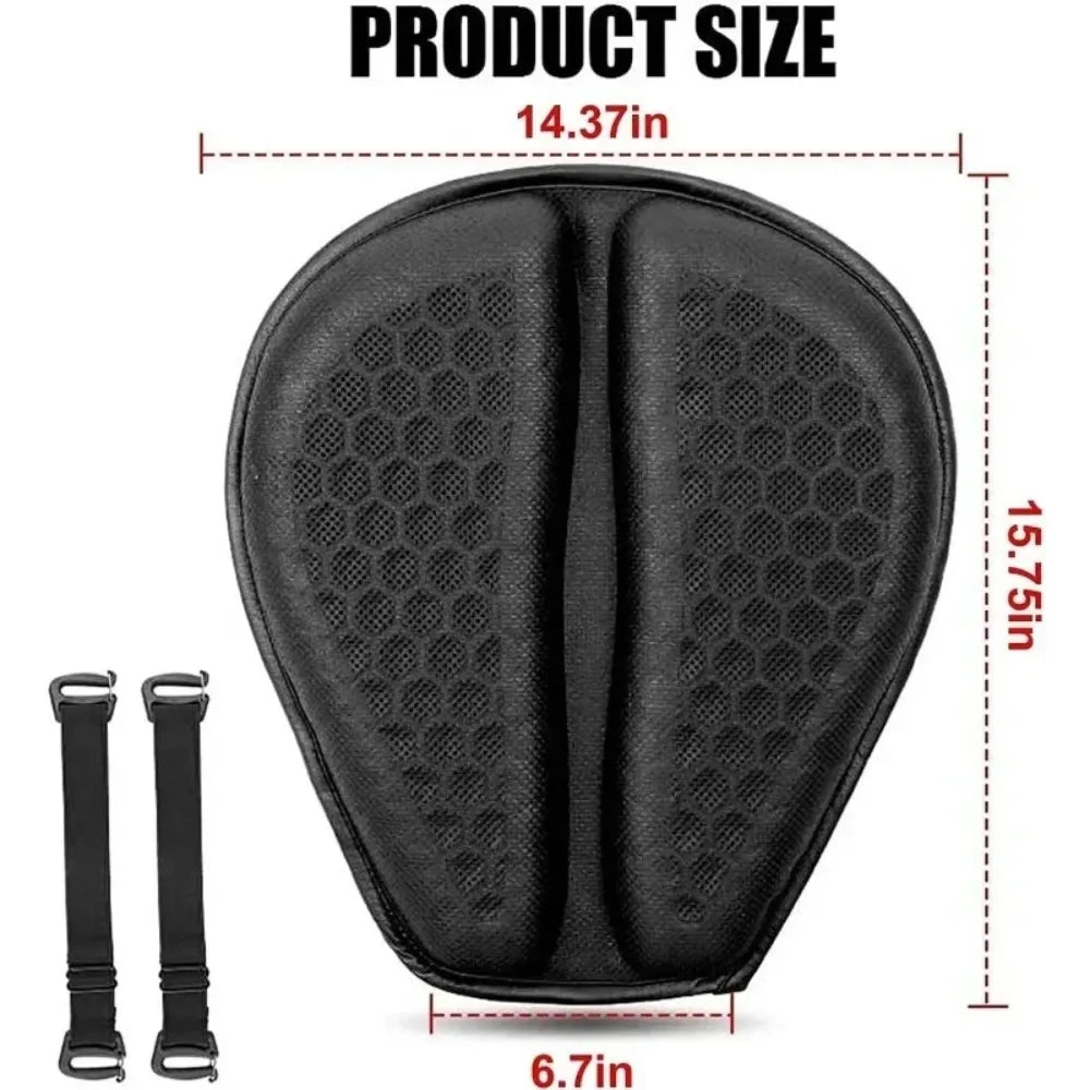 Motorcycle gel seat cushion with anti-slip 3D honeycomb
