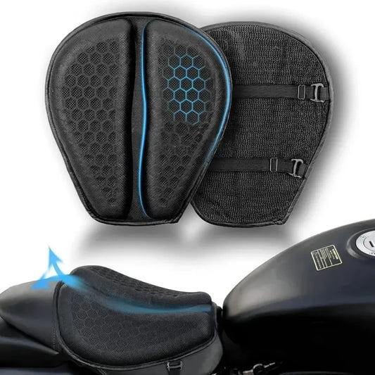 Motorcycle gel seat cushion with anti-slip 3D honeycomb