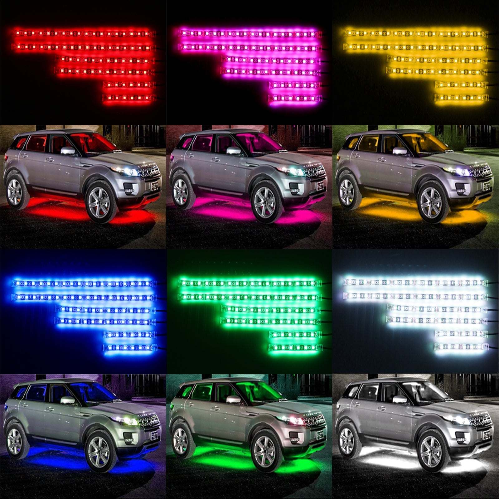AutoMoto Vault RGB voice-controlled car and motorcycle glow lights on car