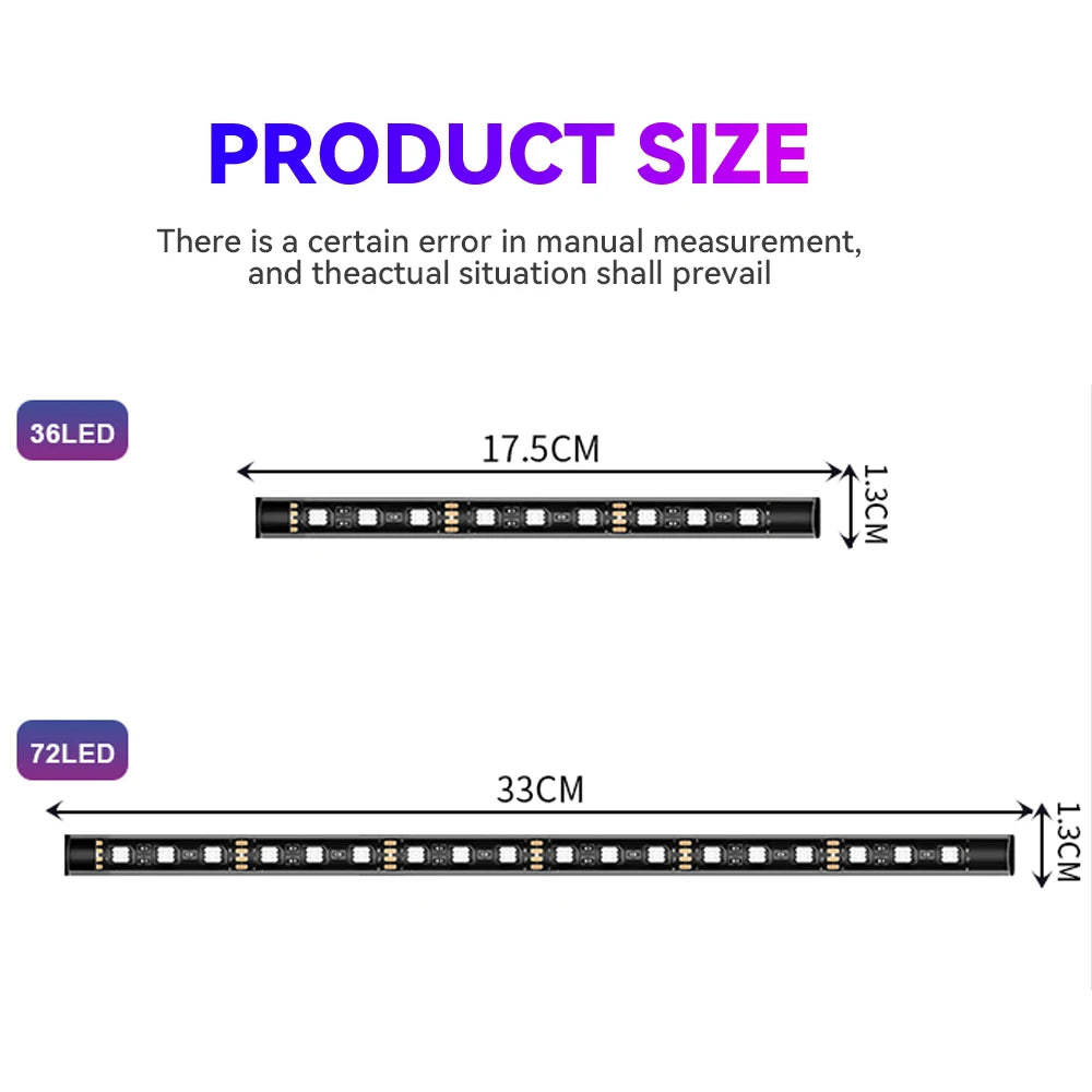 RGB LED car strip lights waterproof app-controlled