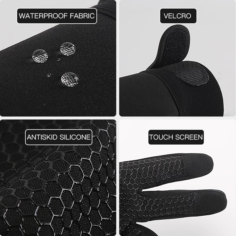 Winter cycling gloves touch screen black