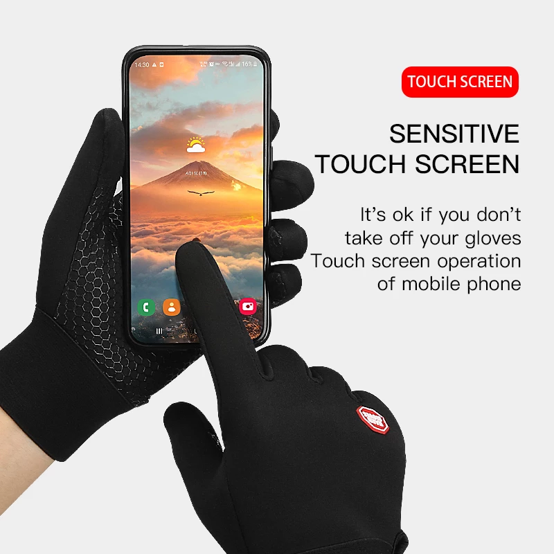Winter cycling gloves touch screen black